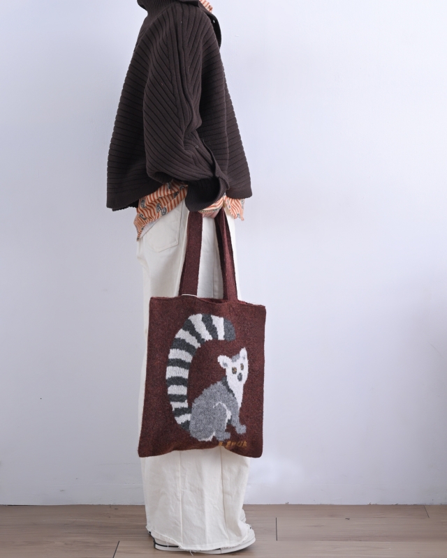 日本品牌 動物刺繡厚織托特包 4色