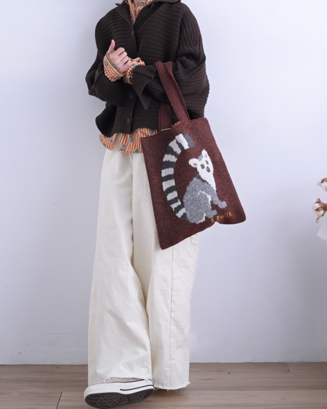 日本品牌 動物刺繡厚織托特包 4色