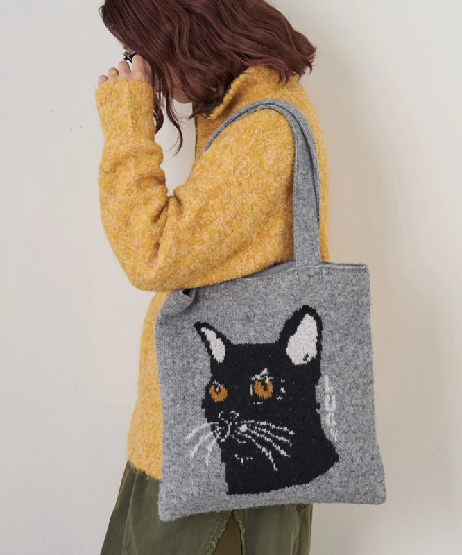 日本品牌 動物刺繡厚織托特包 4色