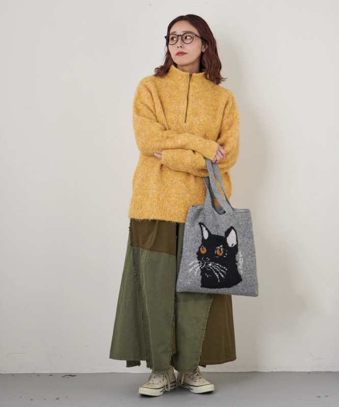 日本品牌 動物刺繡厚織托特包 4色