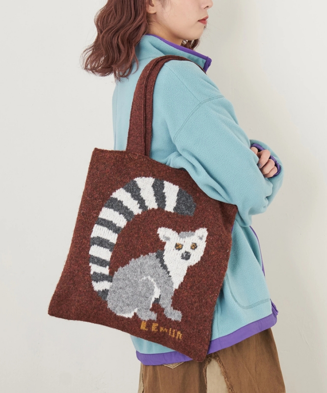 日本品牌 動物刺繡厚織托特包 4色