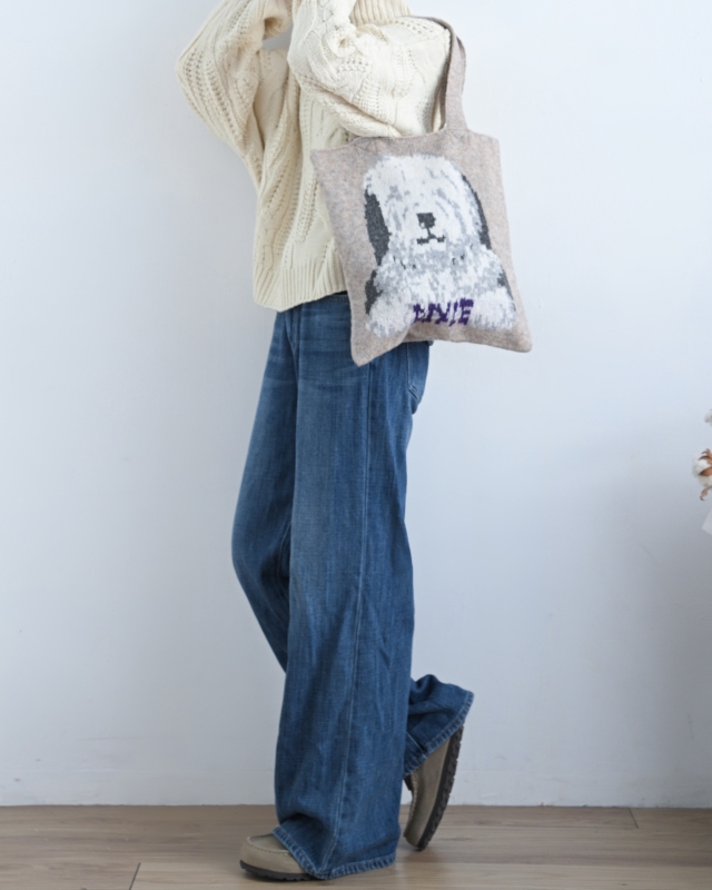 日本品牌 動物刺繡厚織托特包 4色