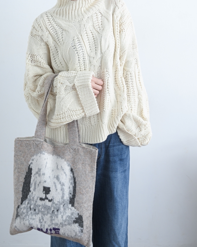 日本品牌 動物刺繡厚織托特包 4色