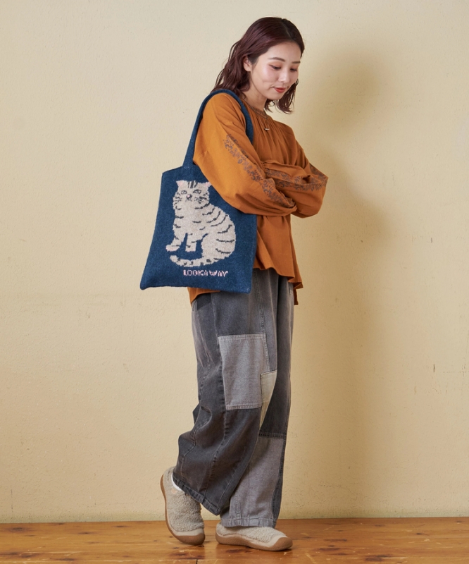 日本品牌 動物刺繡厚織托特包 4色