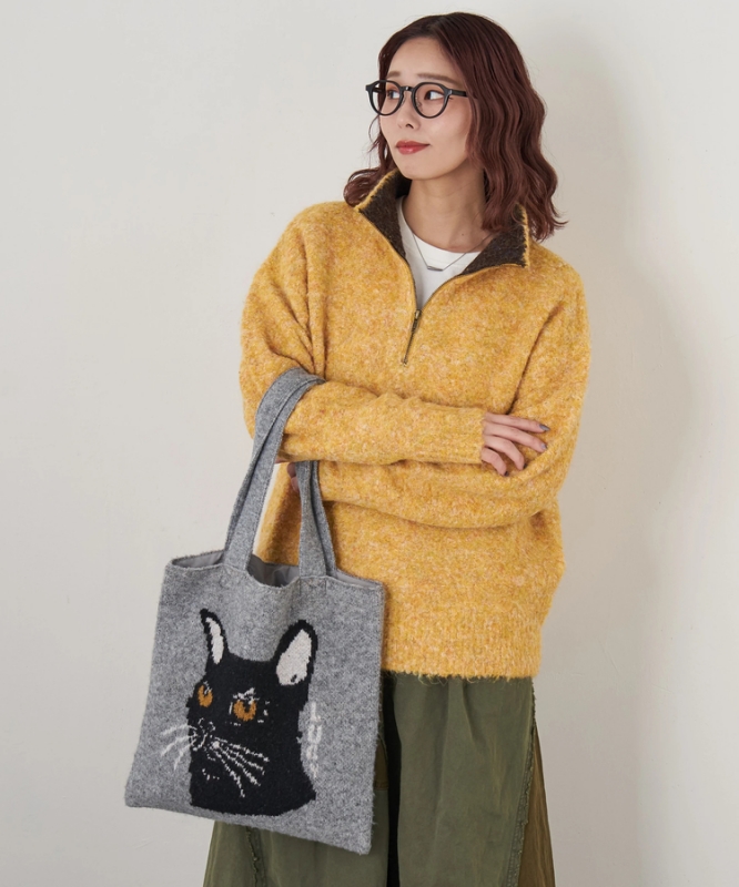 日本品牌 動物刺繡厚織托特包 4色