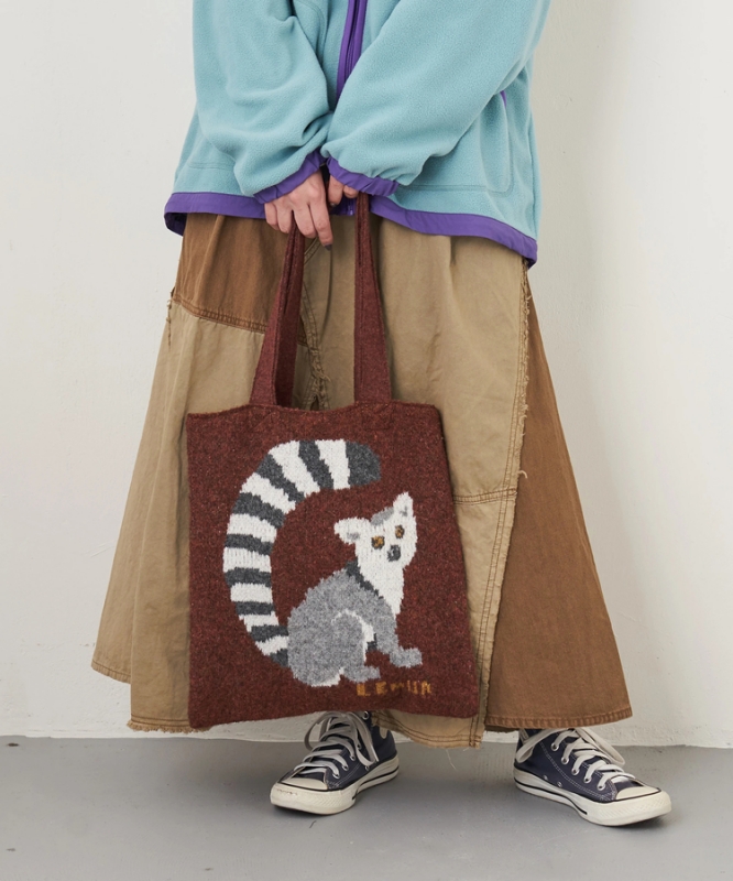 日本品牌 動物刺繡厚織托特包 4色