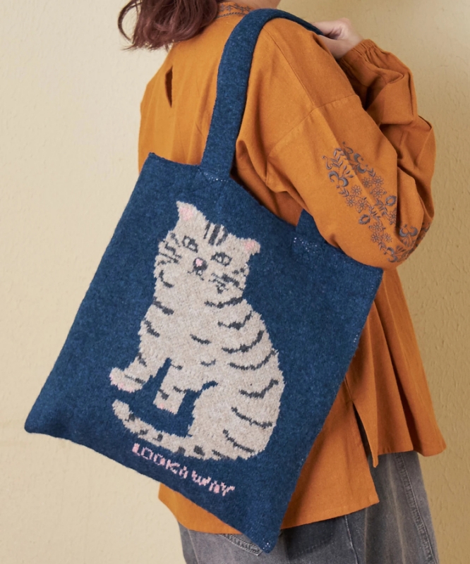 日本品牌 動物刺繡厚織托特包 4色