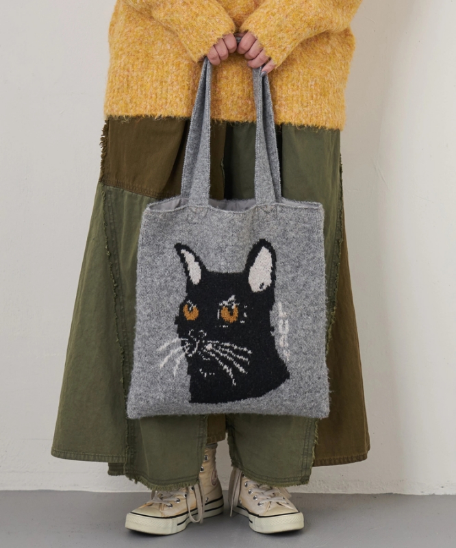日本品牌 動物刺繡厚織托特包 4色