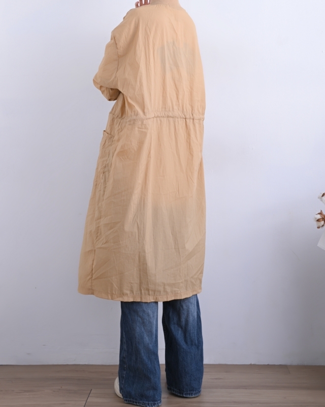 日本品牌 腰抽繩拉鍊長版外套 2色