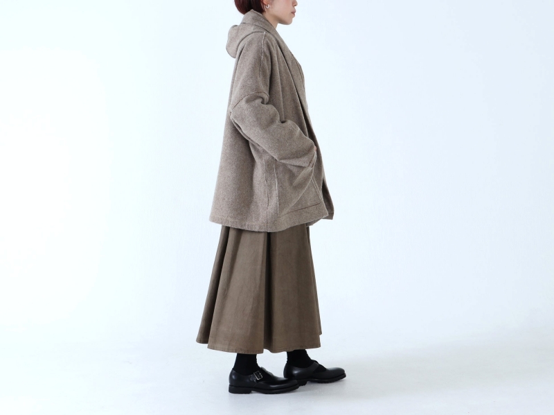 日本奶奶家 蒙古羊毛梭子織 披肩連帽外套 2色