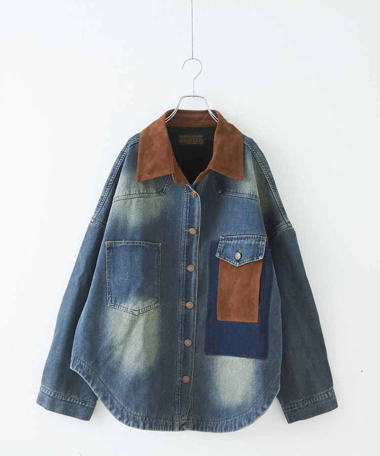 日本品牌 牛仔布×仿麂皮絨裡襯夾克