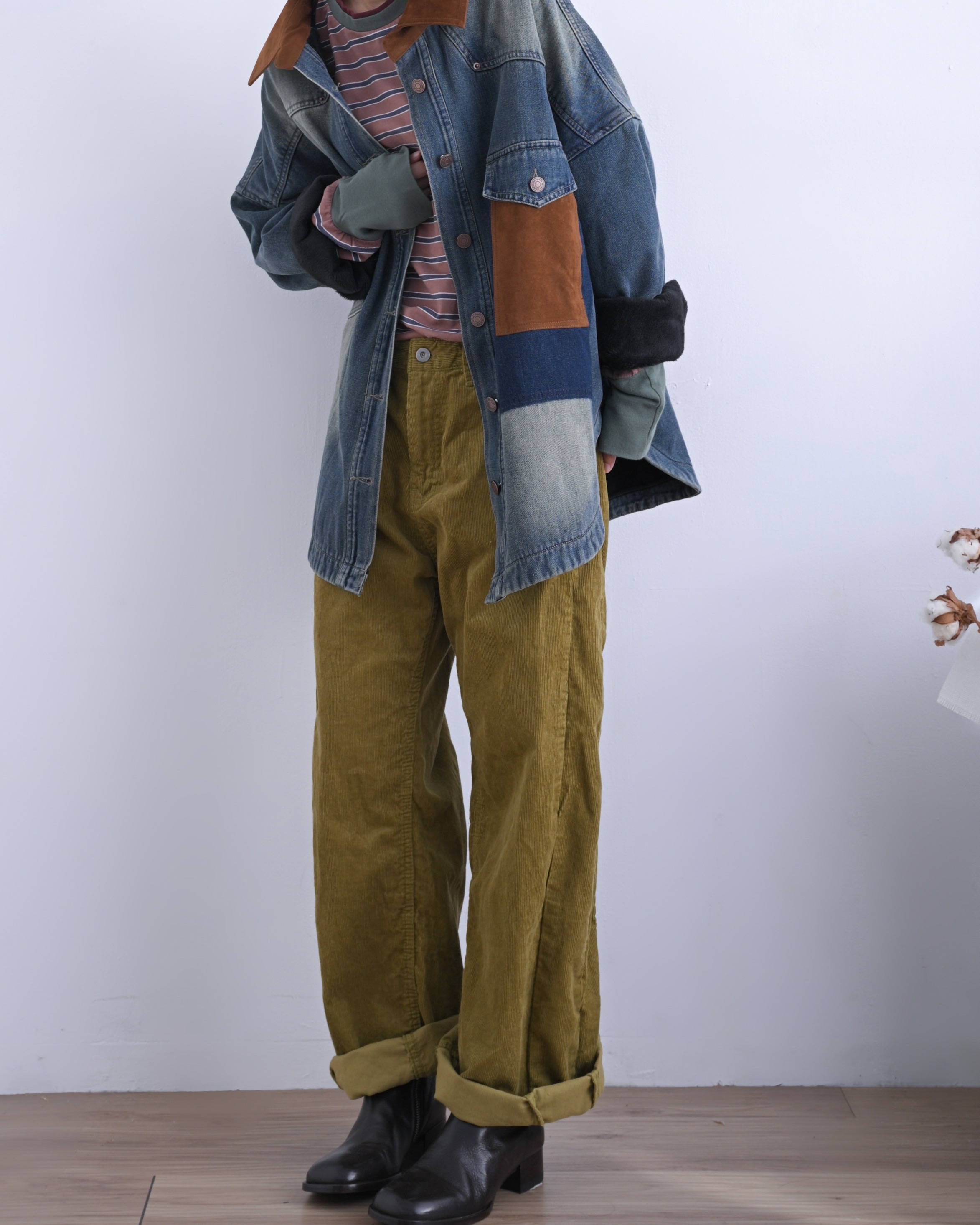 日本品牌 牛仔布×仿麂皮絨裡襯夾克