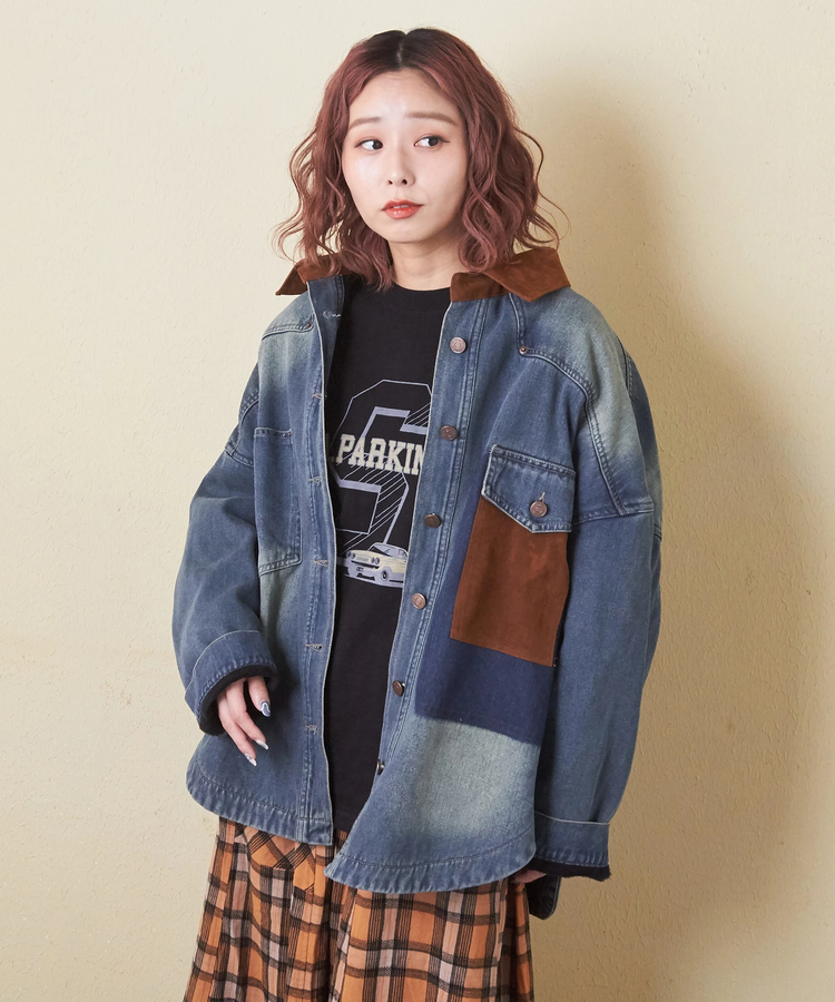 日本品牌 牛仔布×仿麂皮絨裡襯夾克