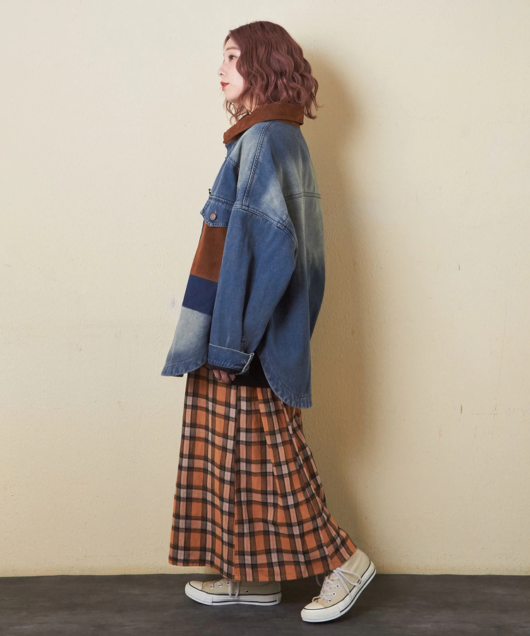 日本品牌 牛仔布×仿麂皮絨裡襯夾克