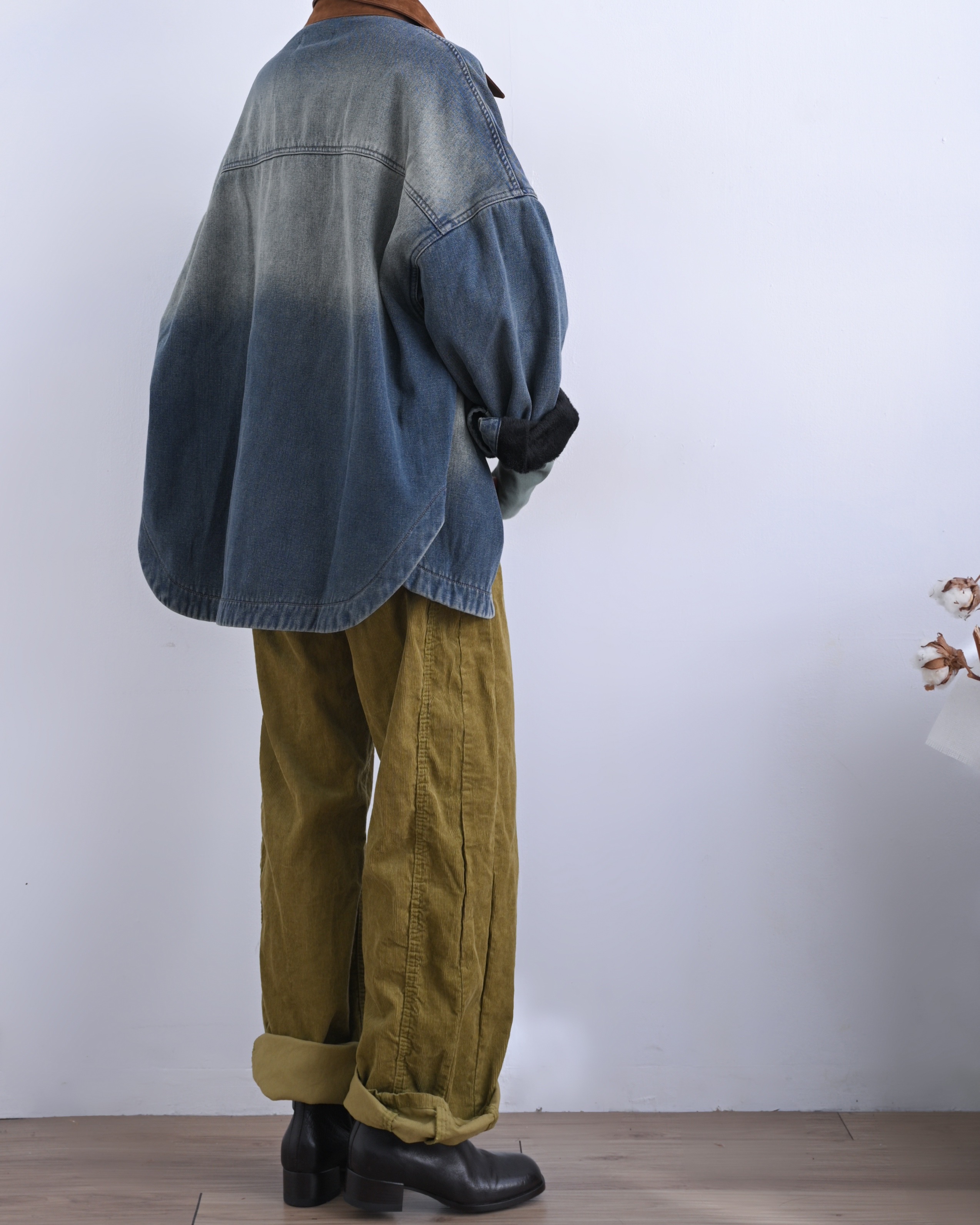 日本品牌 牛仔布×仿麂皮絨裡襯夾克