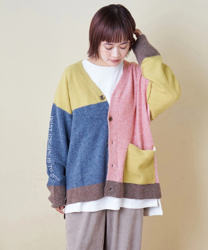 日本品牌 Yakufeel 針織配色V領開襟衫