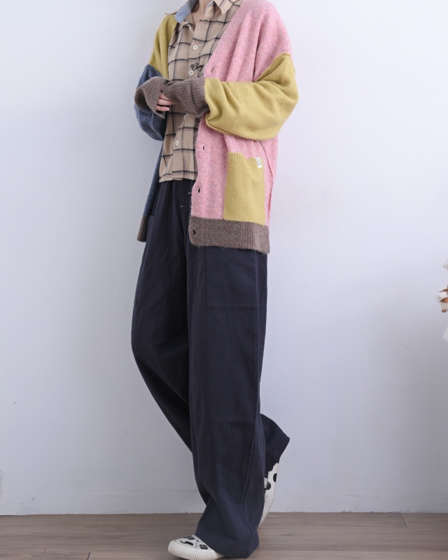 日本品牌 Yakufeel 針織配色V領開襟衫