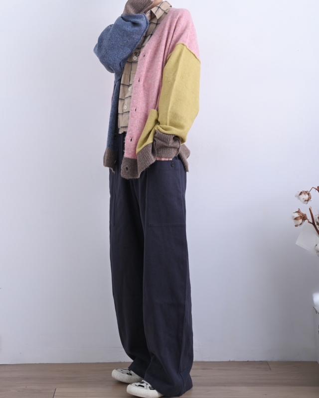 日本品牌 Yakufeel 針織配色V領開襟衫