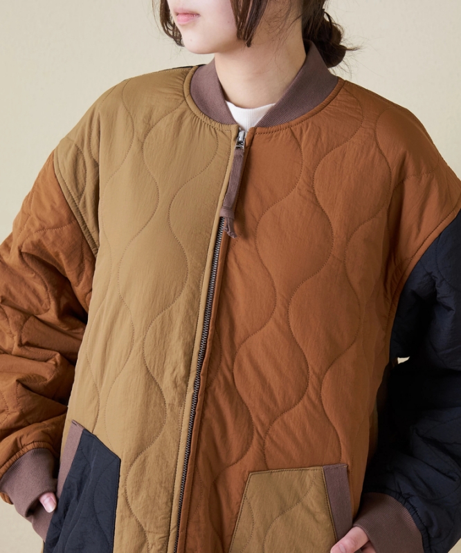 日本品牌 瘋狂拚色絎縫軍風夾克