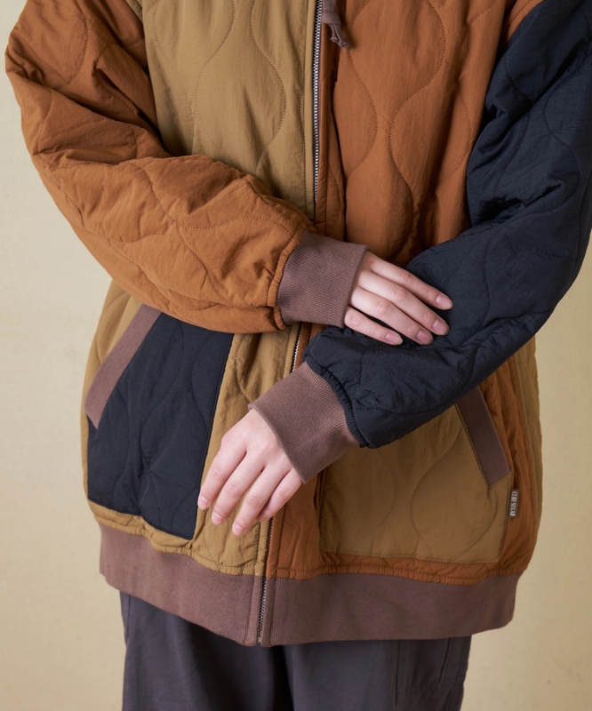 日本品牌 瘋狂拚色絎縫軍風夾克