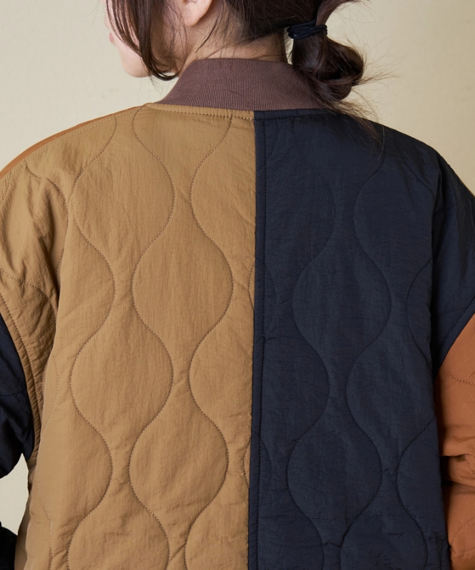 日本品牌 瘋狂拚色絎縫軍風夾克