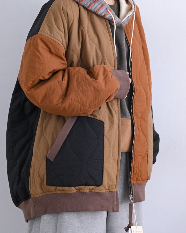 日本品牌 瘋狂拚色絎縫軍風夾克