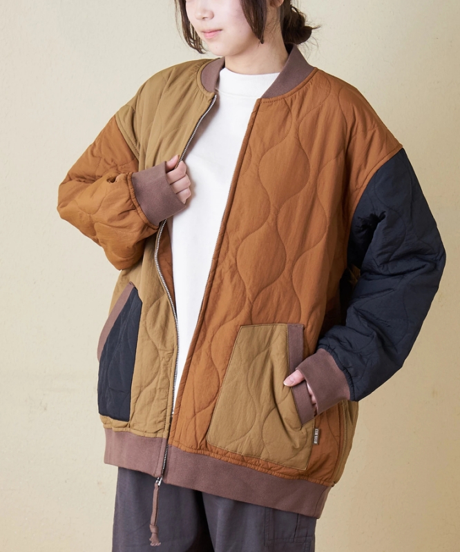 日本品牌 瘋狂拚色絎縫軍風夾克