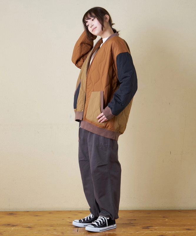 日本品牌 瘋狂拚色絎縫軍風夾克