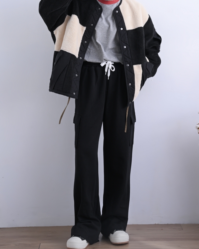 日本品牌 異素材小短毛拚色外套