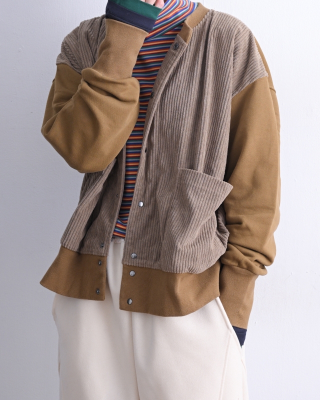 日本品牌 燈芯絨拼接刷毛短版外套