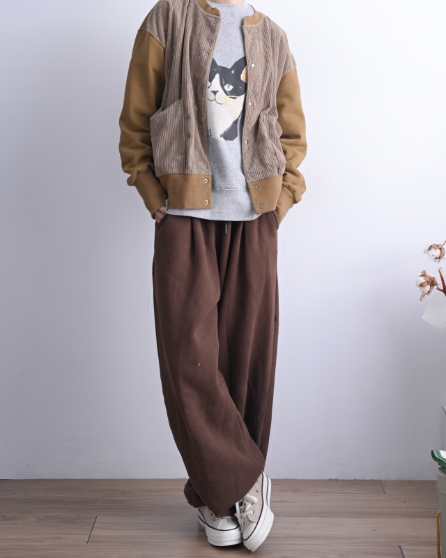 日本品牌 燈芯絨拼接刷毛短版外套