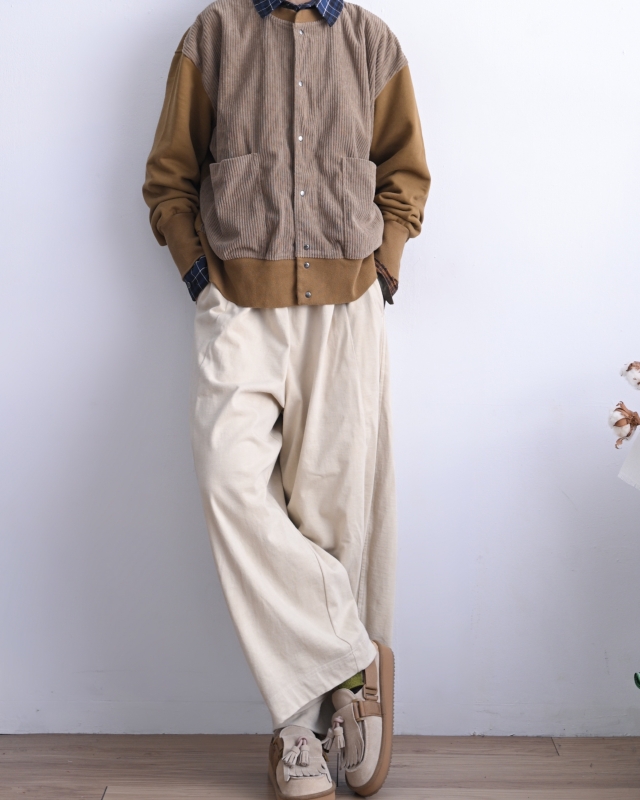 日本品牌 燈芯絨拼接刷毛短版外套