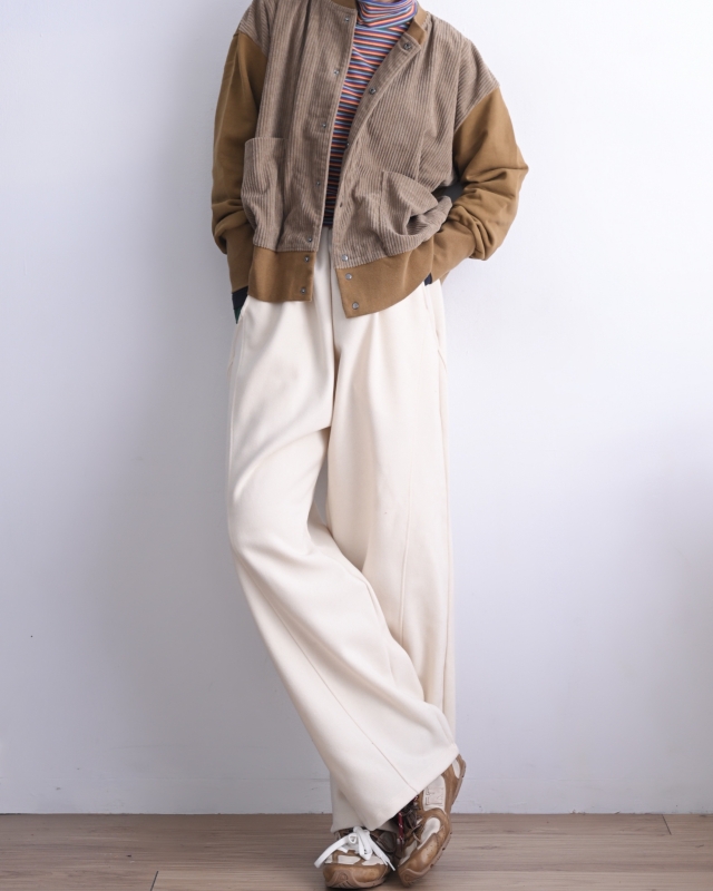 日本品牌 燈芯絨拼接刷毛短版外套