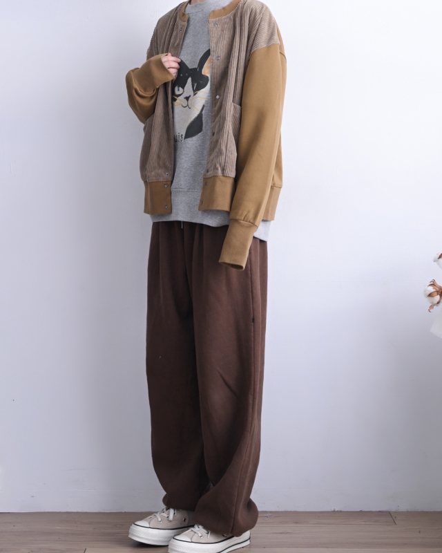 日本品牌 燈芯絨拼接刷毛短版外套