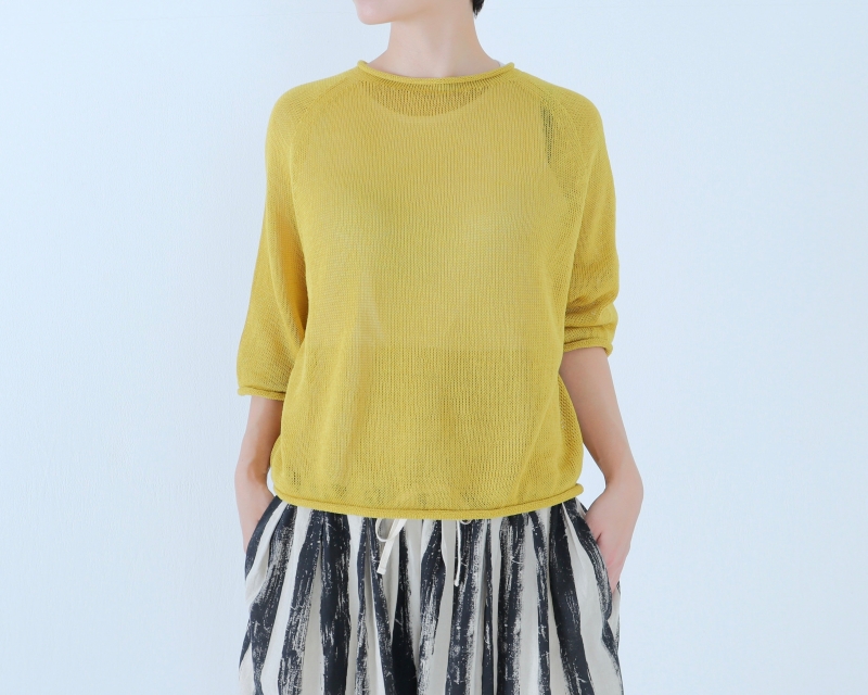 日本奶奶家 GIMA綿 小捲領六分袖上衣 3色