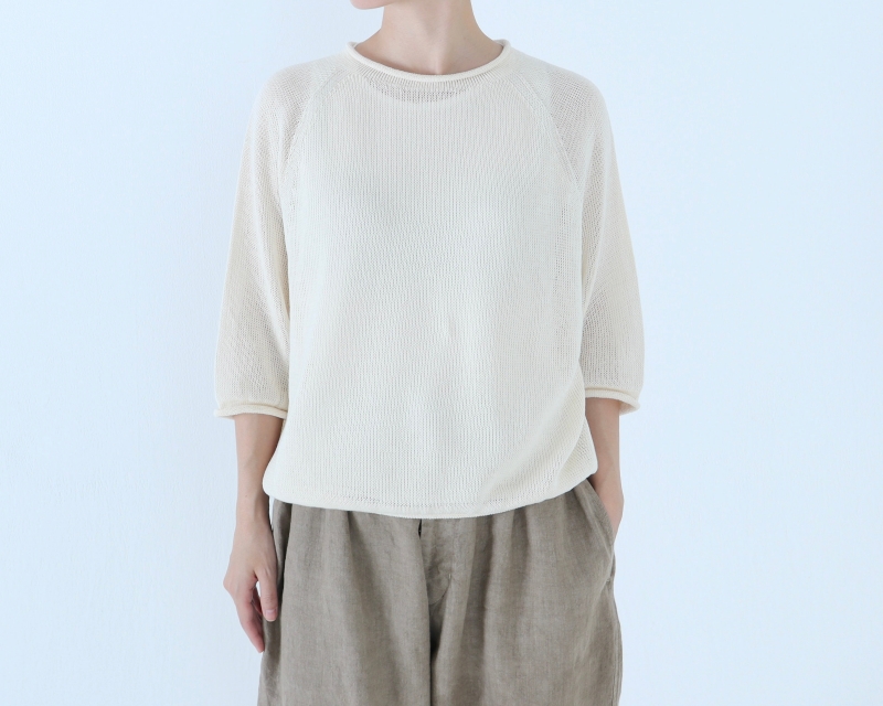 日本奶奶家 GIMA綿 小捲領六分袖上衣 3色