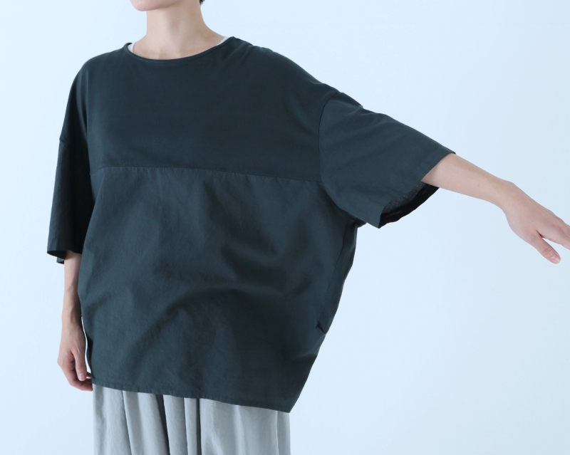 日本奶奶家 祕魯綿拼接圓弧上衣 5色