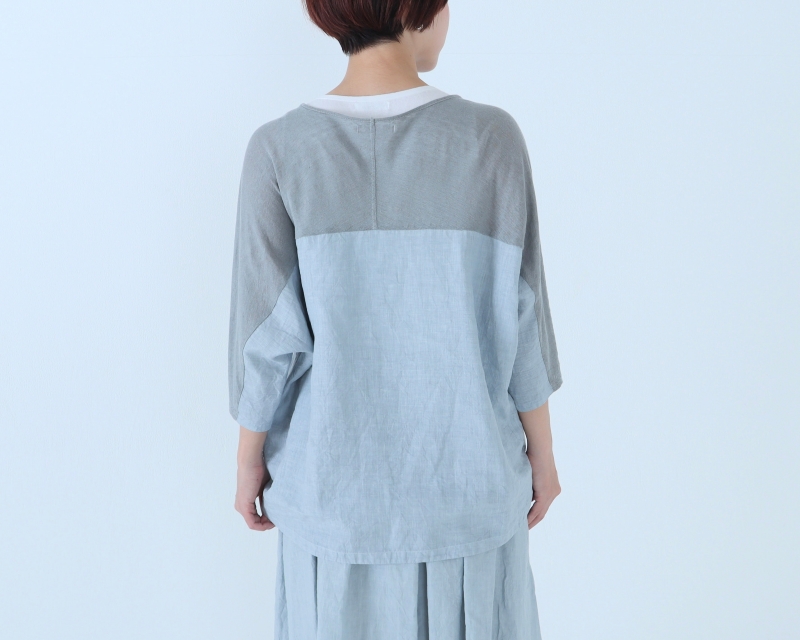 日本奶奶家 麻×愛爾蘭麻洗皺海豚袖拼接上衣 7色