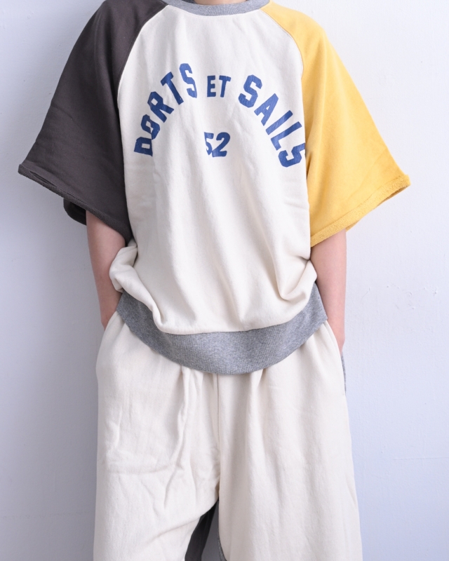 日本品牌 瘋狂拚色5分袖印花上衣