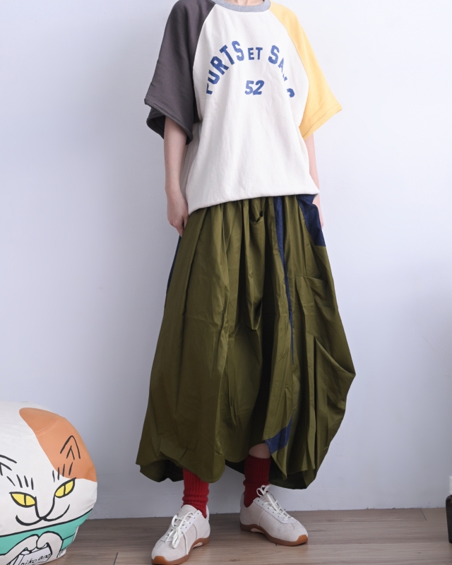 日本品牌 瘋狂拚色5分袖印花上衣