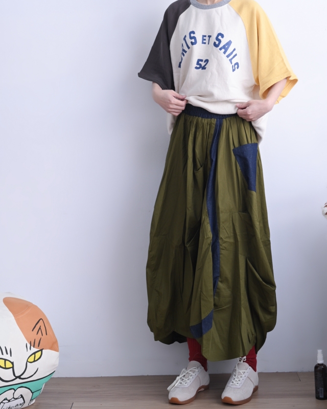 日本品牌 瘋狂拚色5分袖印花上衣