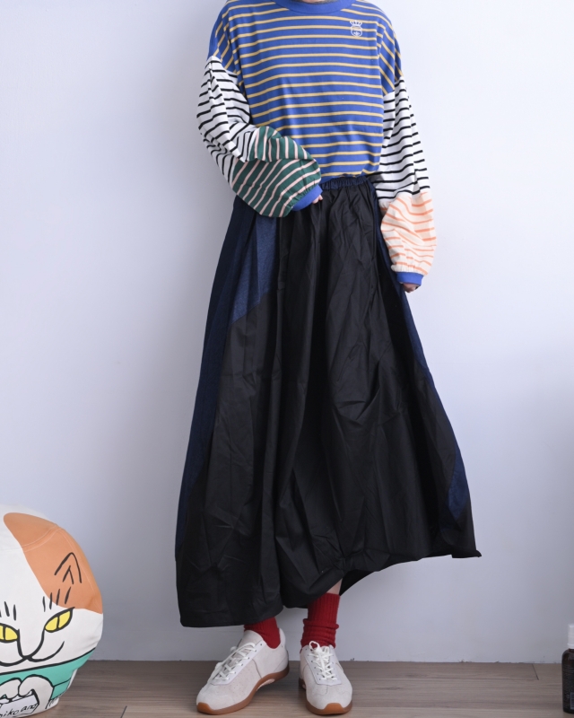 日本品牌 瘋狂拚條紋燈籠袖上衣