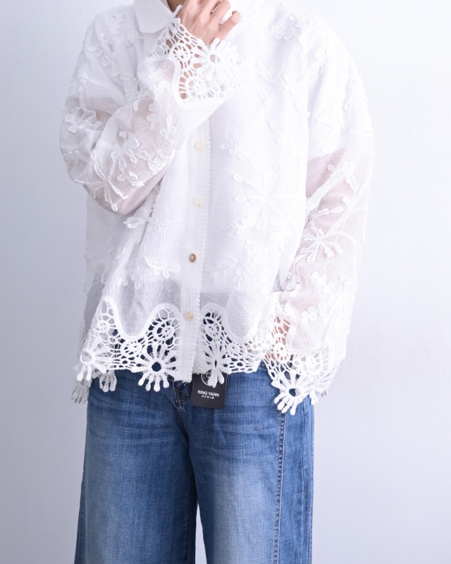 日本品牌 鉤花蕾絲襯衫