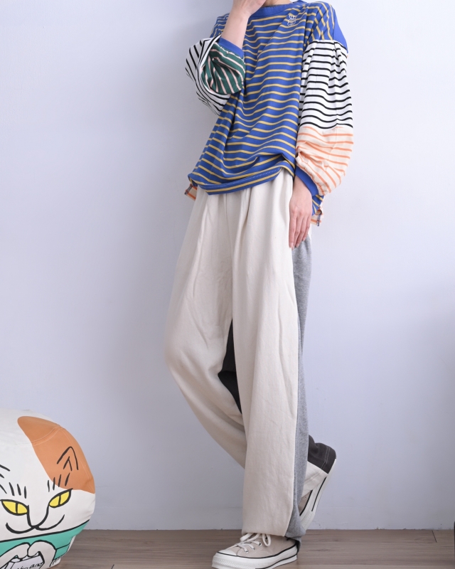 日本品牌 瘋狂拚色繭型休閒褲