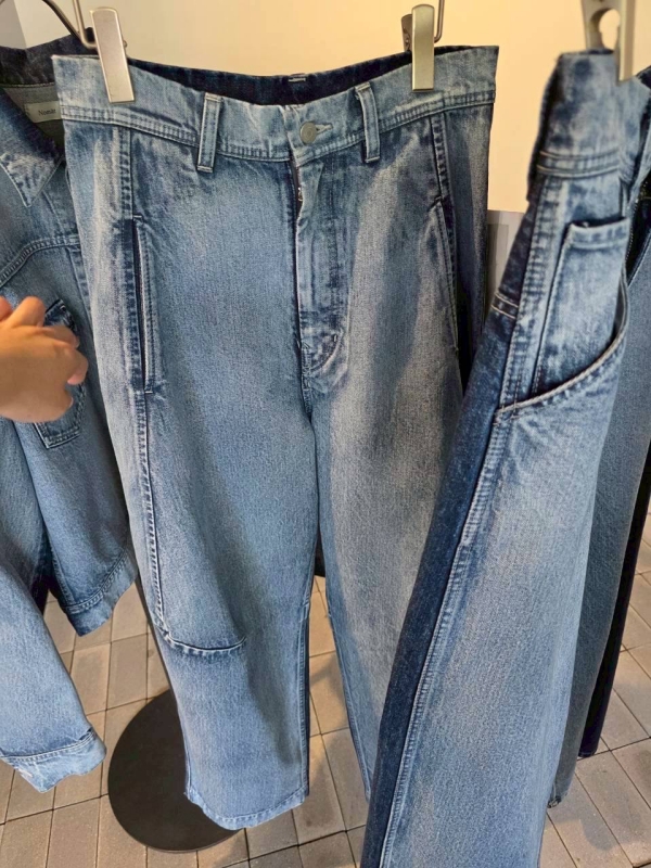 日本奶奶家2號 Two tone 雙色拼接立體圓弧牛仔褲