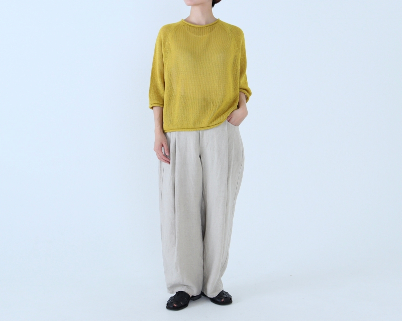 日本奶奶家 愛爾蘭麻抓褶立體寬褲 5色