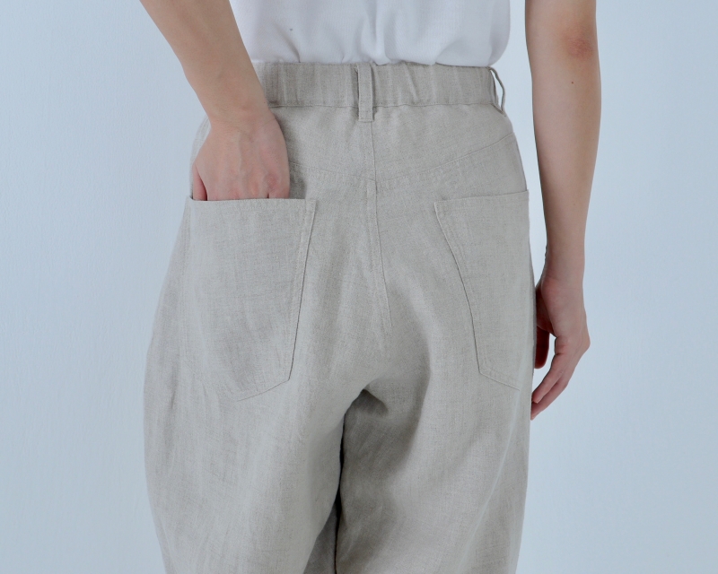 日本奶奶家 愛爾蘭麻抓褶立體寬褲 5色