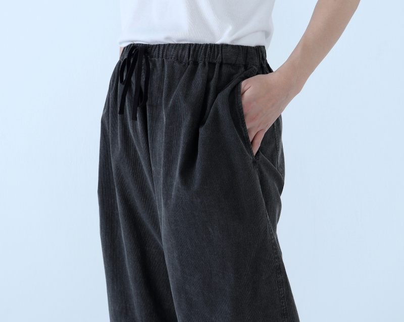 日本奶奶家 球磨染細條紋拚色寬褲