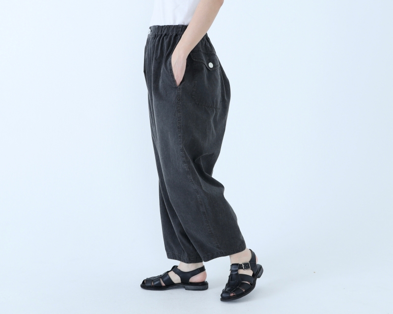 日本奶奶家 球磨染細條紋阿拉丁寬褲