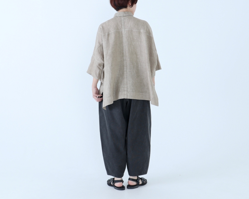 日本奶奶家 球磨染細條紋阿拉丁寬褲